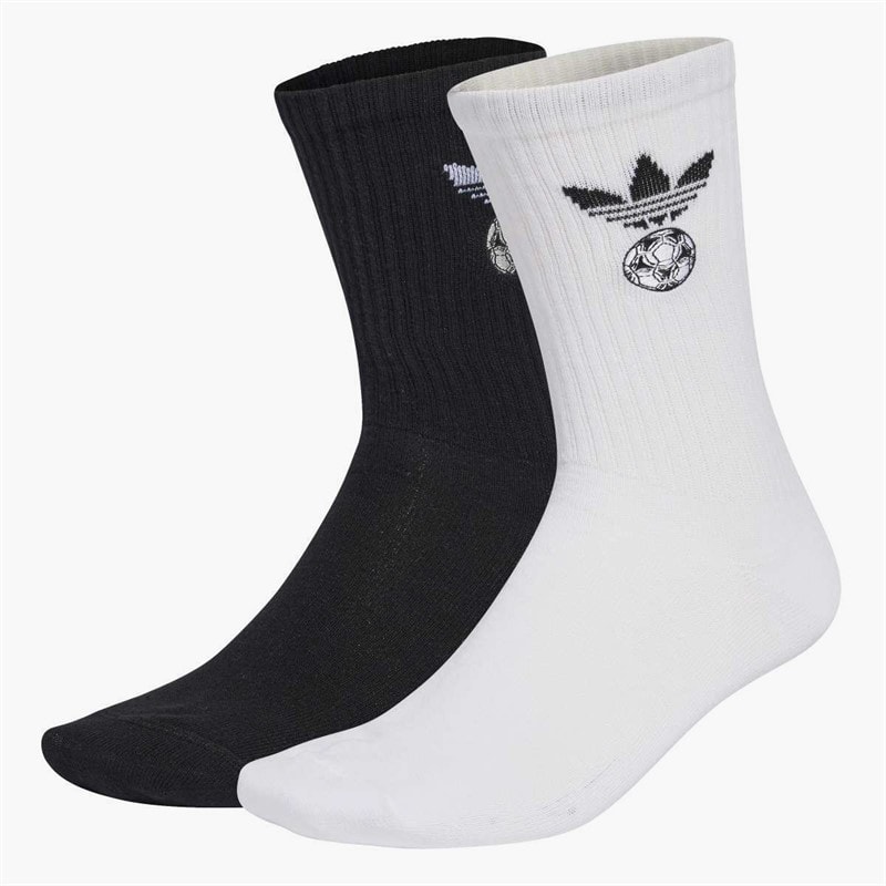 adidas Originals Football Embroidered Two Pack Crew Socks White/Black