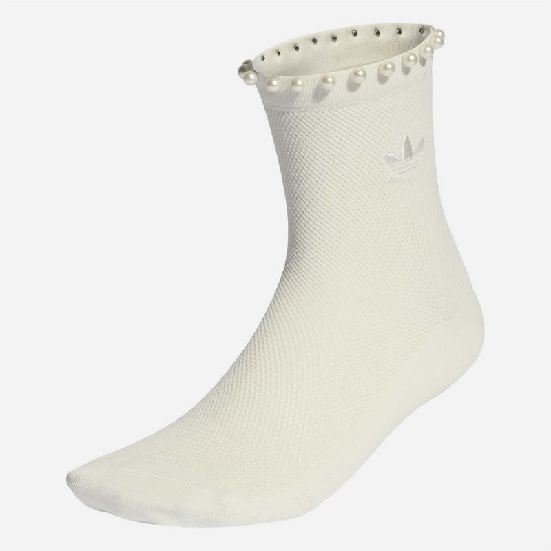 adidas Originals Womens Pearls Crew Socks Off White