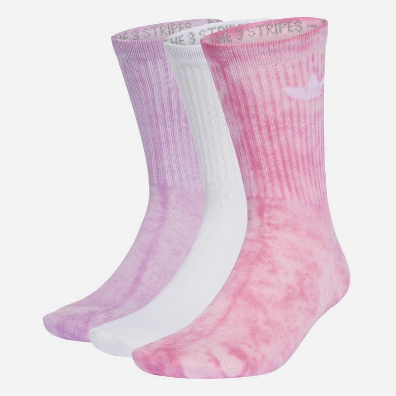 adidas Originals Tie Dye Three Pack Crew Socks Bliss Pink/Bliss Lilac/White
