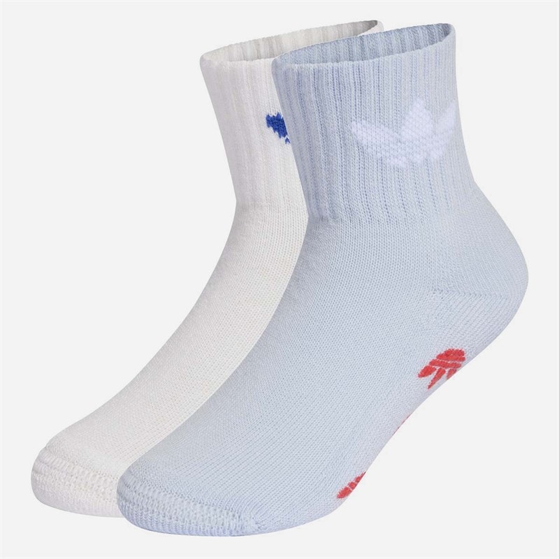 adidas Originals Kids Trefoil Two Pack Crew Socks Crystal Sky/White