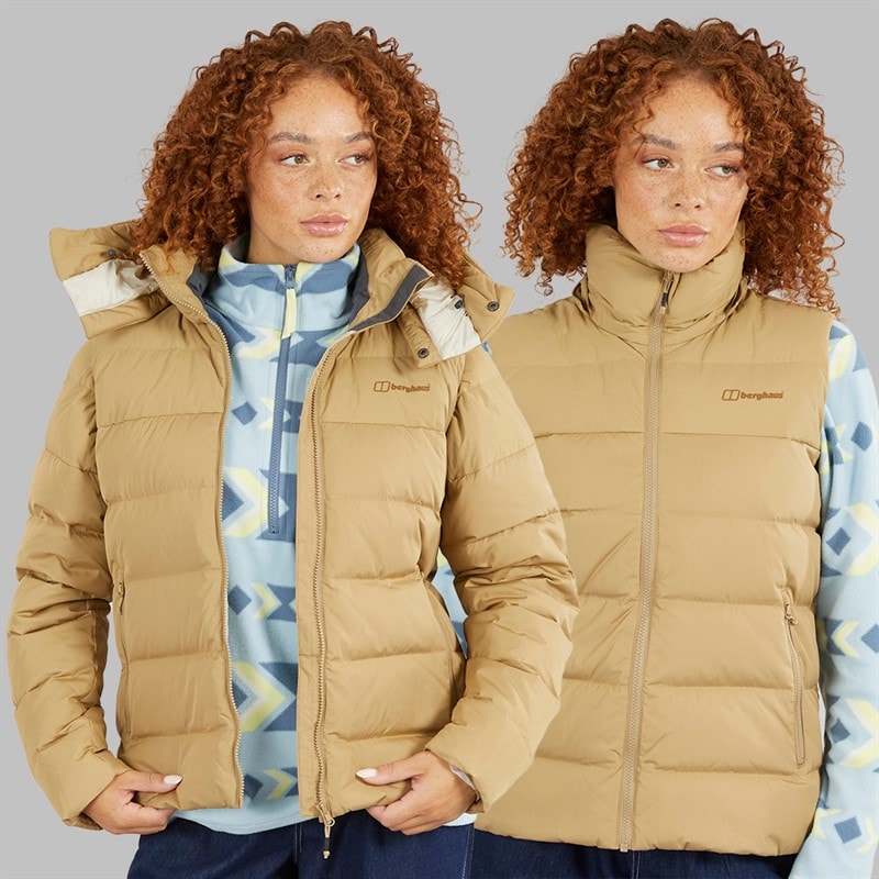 Berghaus Womens Embo 4-In-1 Insulated Padded Hooded Down Jacket Natural/Natural
