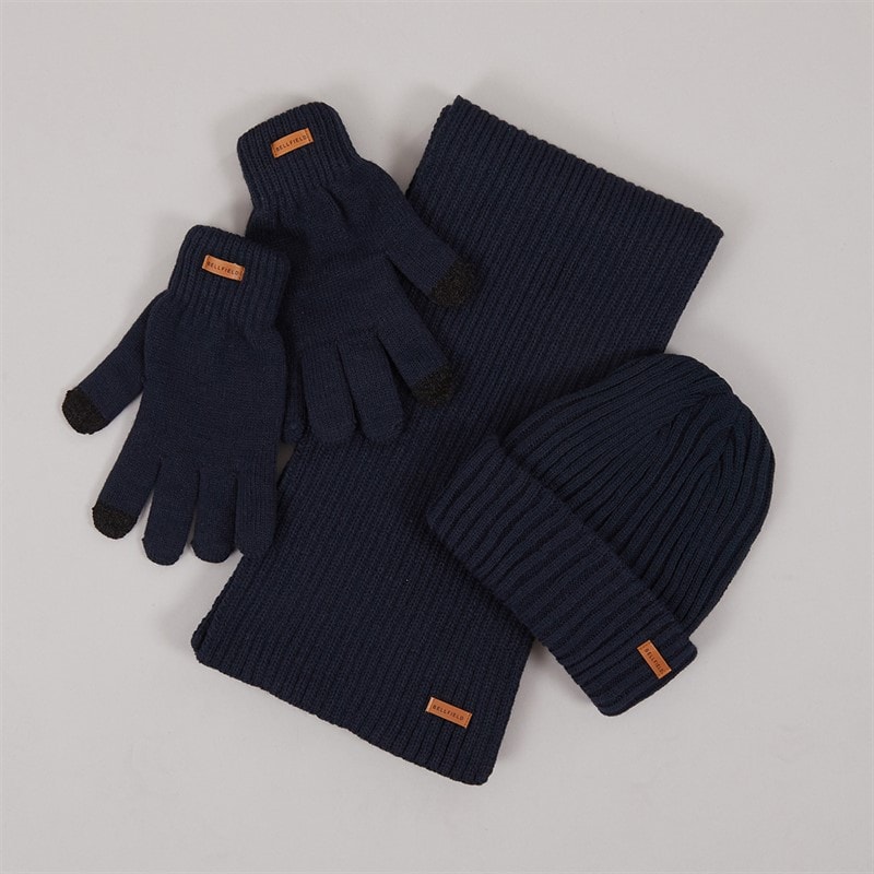 Bellfield Mens Hat Gloves And Scarf Set Navy