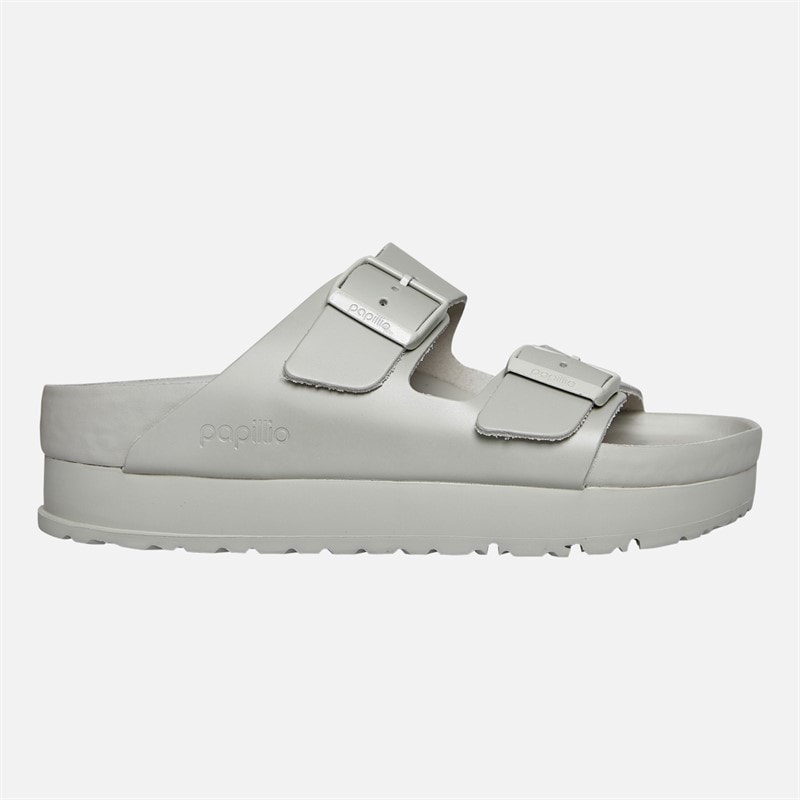 Birkenstock Womens Arizona Flex Platform Dual Strap Sandals Mineral Grey