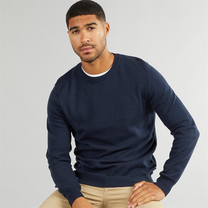 Ben Sherman Mens Crew Neck Stitch Jumper Dark Navy