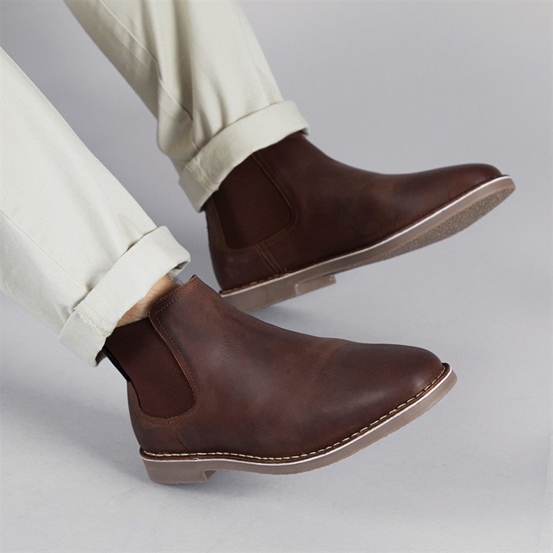 Ben Sherman Mens Garcia Leather Chelsea Boots Brown Leather