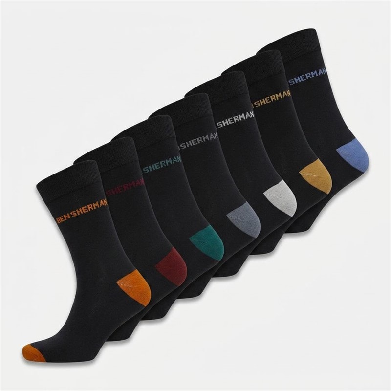 Ben Sherman Mens Seven Pack Socks Black/Seasonal