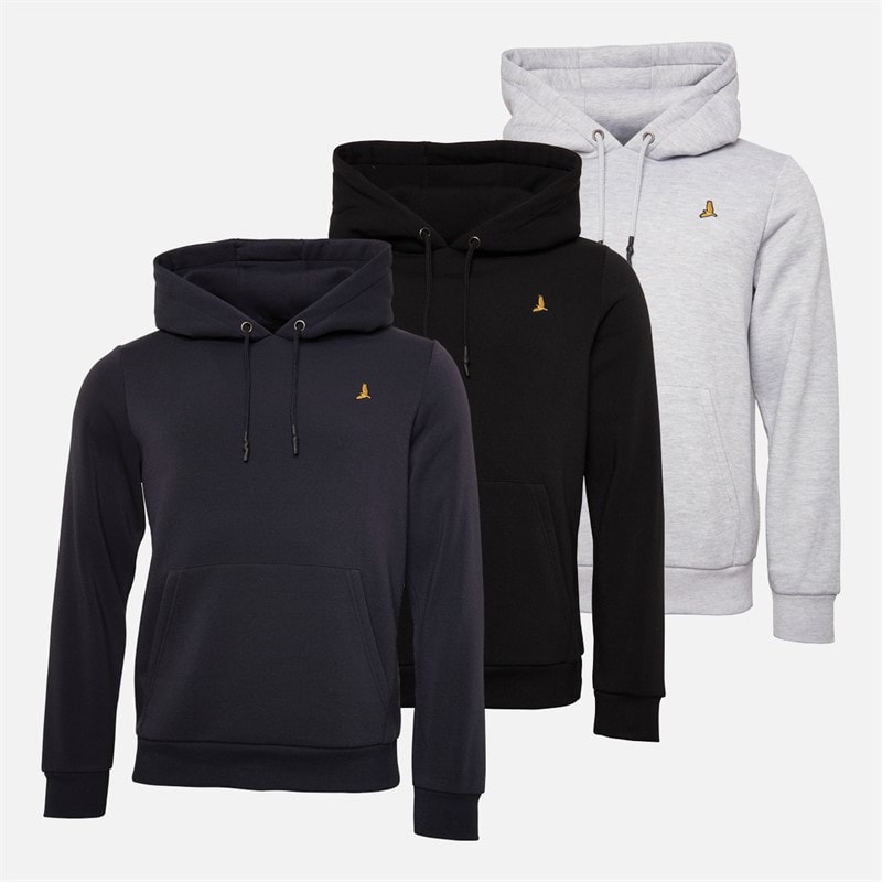 Brave Soul Mens Howard Three Pack Hoodies Black/Grey/Navy