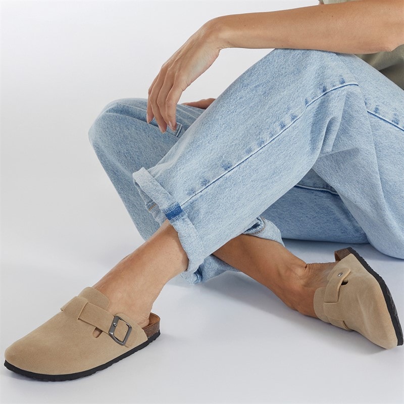 Brave Soul Womens Isla Mule Footbed Sandals Desert Taupe
