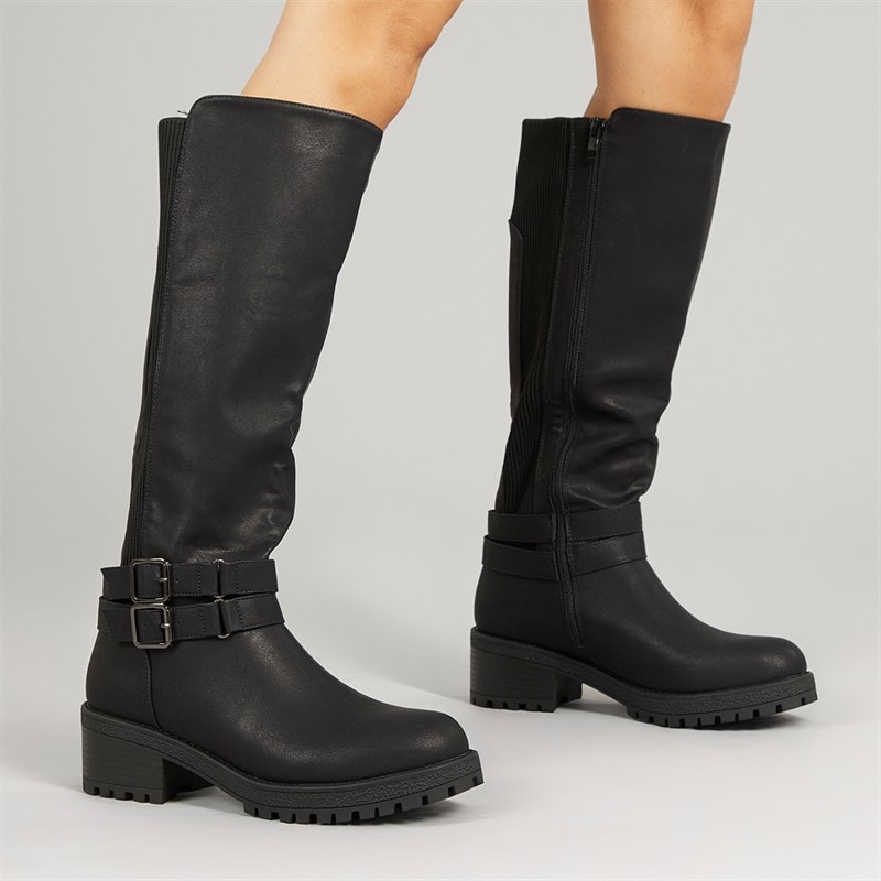 Brave Soul Womens Nora Knee High Boots Black