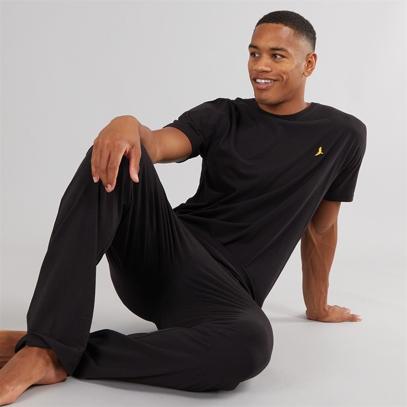 Brave Soul Mens Robbert T-Shirt And Lounge Pants Set Black