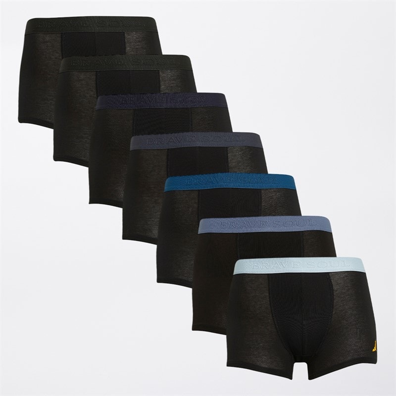 Brave Soul Boys Seven Pack Boxers Black Multi