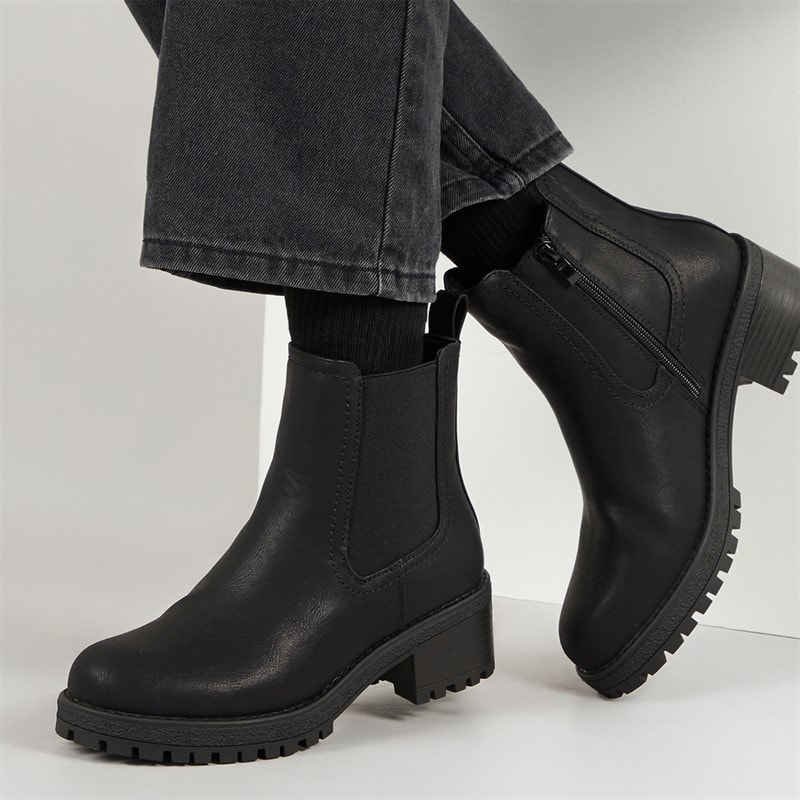 Brave Soul Womens Sara Chelsea Boots Black