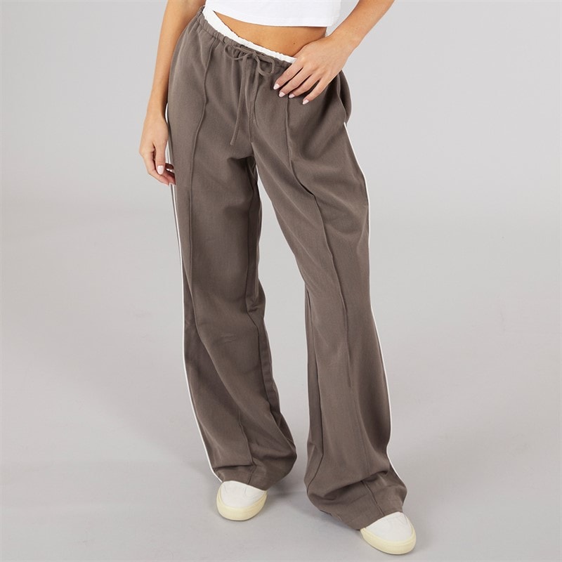 Brave Soul Womens Jessie Tailored Trousers Chocolate/White