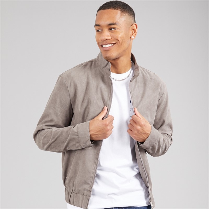 Brave Soul Mens Zev Bomber Jacket Taupe