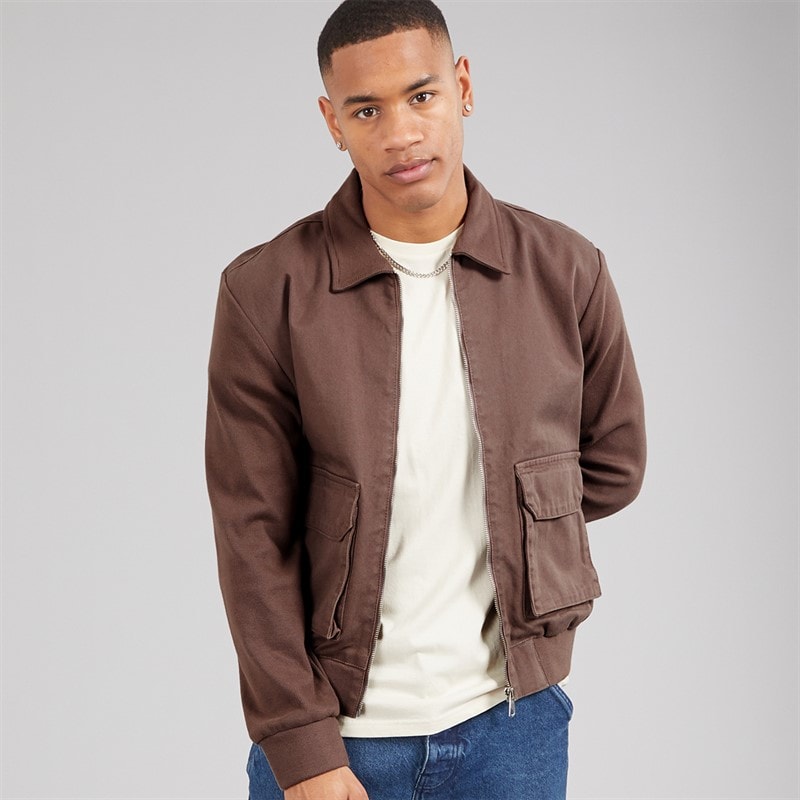 Brave Soul Mens Lochlan Twill Jacket Light Mocha