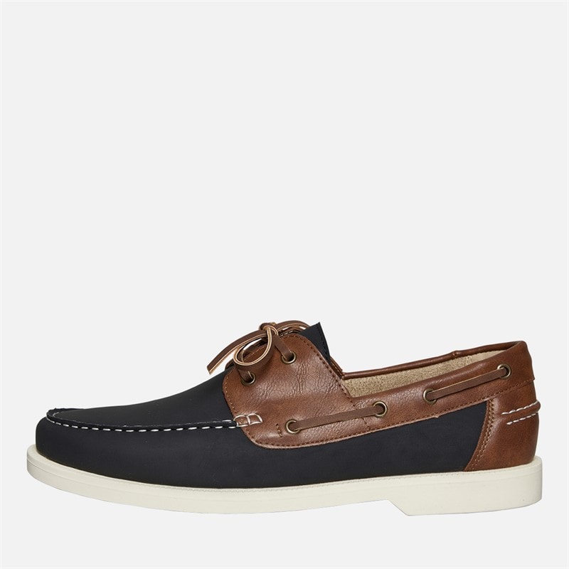 Brave Soul Mens Cabin Deck Shoes Navy/Tan