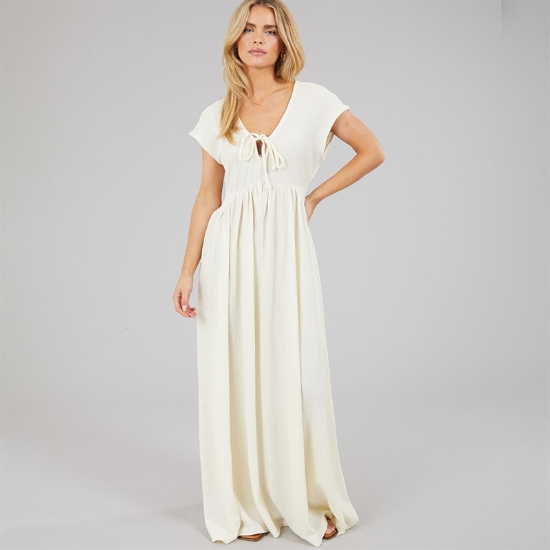 Brave Soul Womens Lewis Jersey Maxi Dress Cream