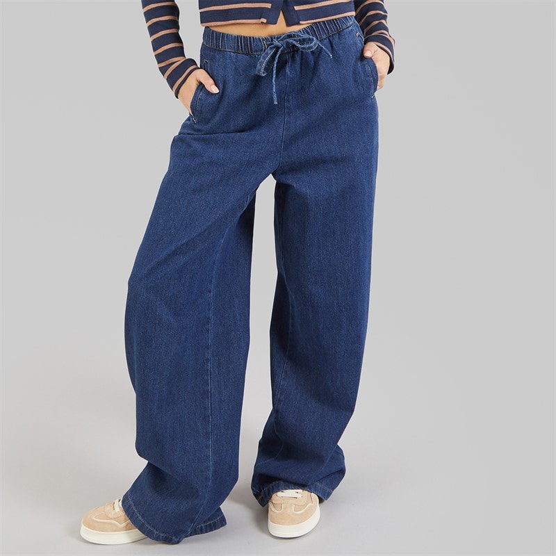 Brave Soul Womens Brooke Wide Leg Jeans Indigo