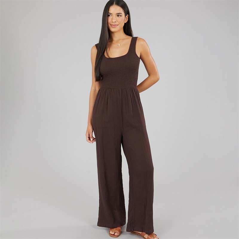 Brave Soul Womens Rennie Jumpsuit Chocolate