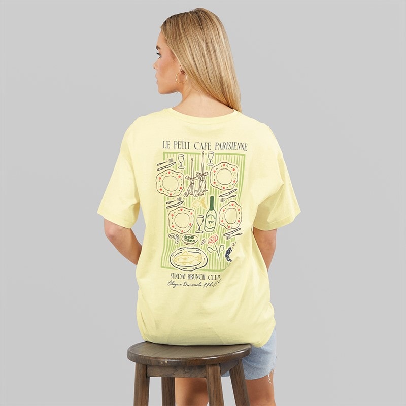Brave Soul Womens Toutou Graphic T-Shirt Yellow
