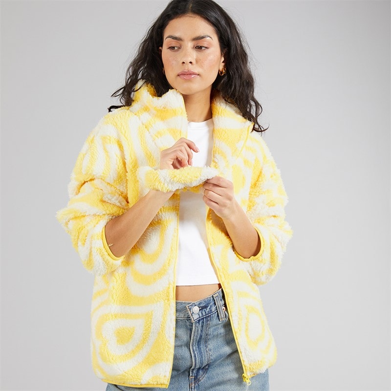 Brave Soul Womens Billie Full Zip Fleece Lemon/Cream
