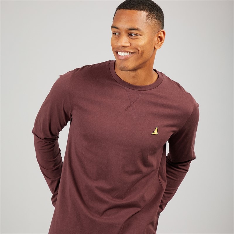 Brave Soul Mens Franz Long Sleeve Top Burgundy