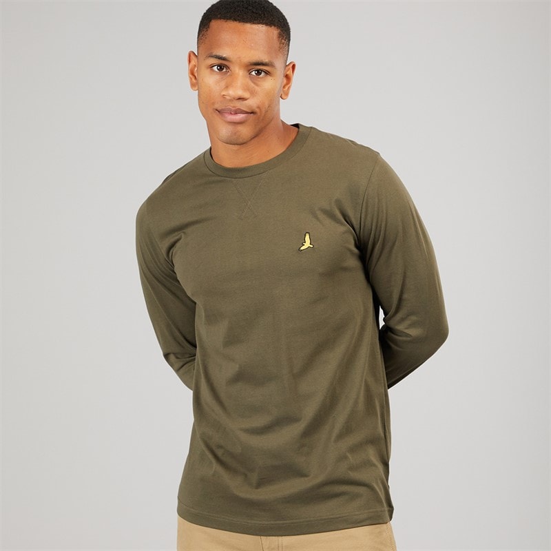 Brave Soul Mens Franz Long Sleeve Top Khaki