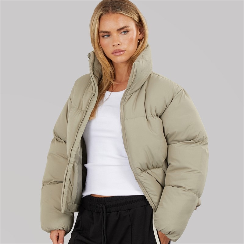 Brave Soul Womens Ramblin Short Puffer Jacket Sage
