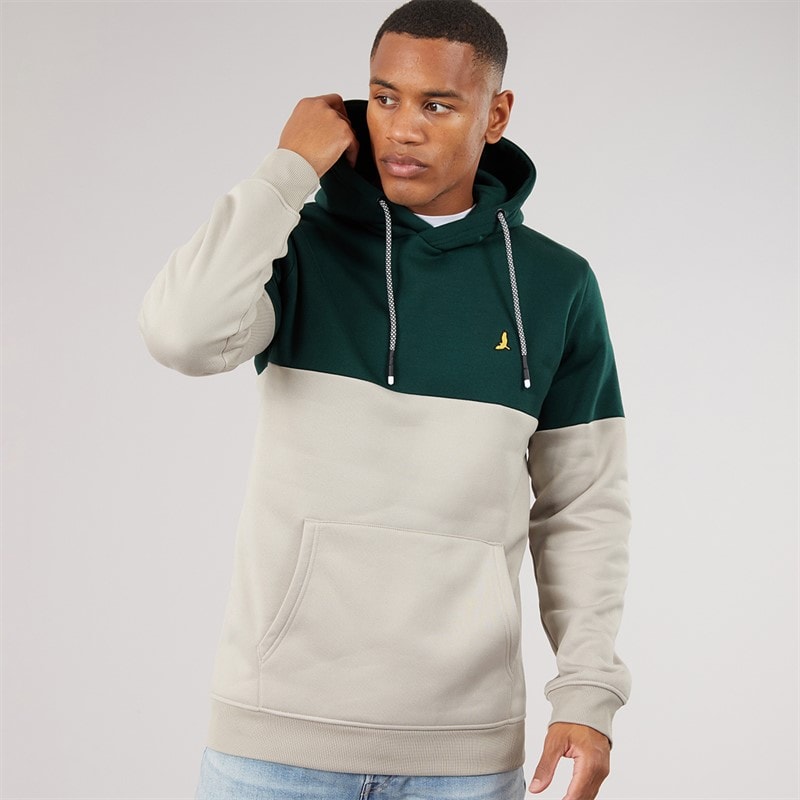 Brave Soul Mens Creevy Hoodie Hunter Green/Light Sand