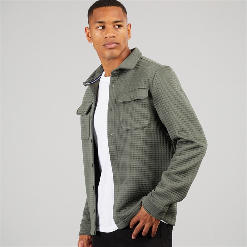 Brave Soul Mens Mckinley Long Sleeve Shirt Dark Forest