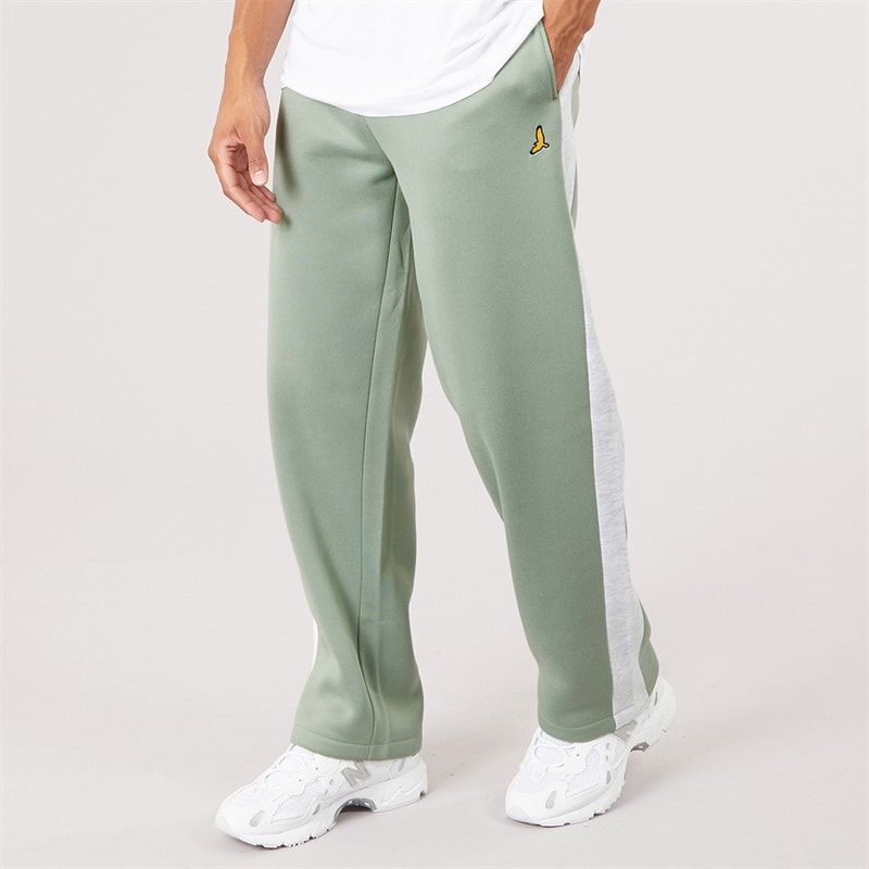 Brave Soul Mens Vukas Wide Fit Joggers Mineral Green/Ecru Marl