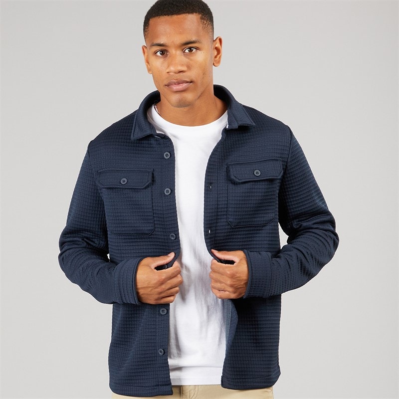 Brave Soul Mens Mckinley Long Sleeve Shirt Navy