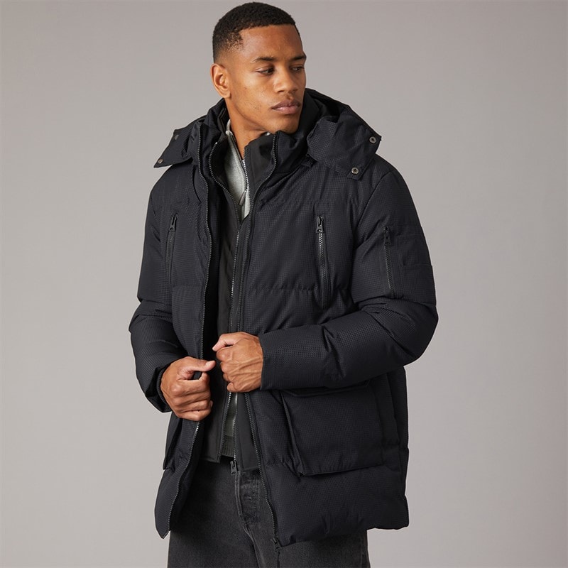 Brave Soul Mens Dustin Dobby Puffer Jacket Black
