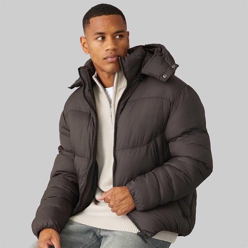 Brave Soul Mens Park Puffer Jacket Brown