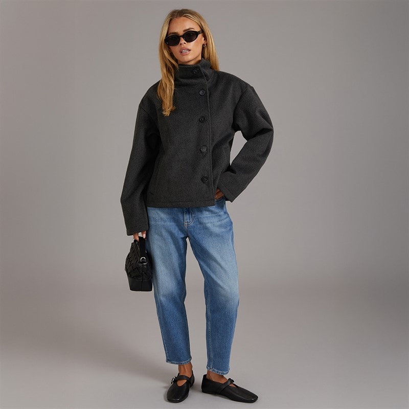 Brave Soul Womens Tilde Funnel Neck Jacket Grey