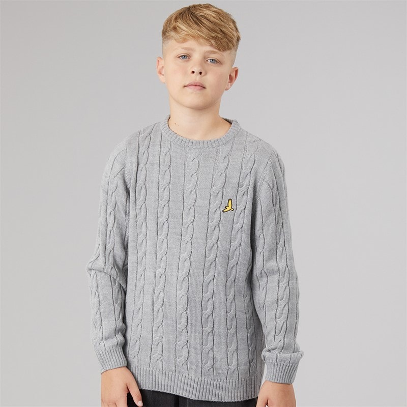 Brave Soul Boys Alliance Crew Neck Jumper Silver Grey Marl