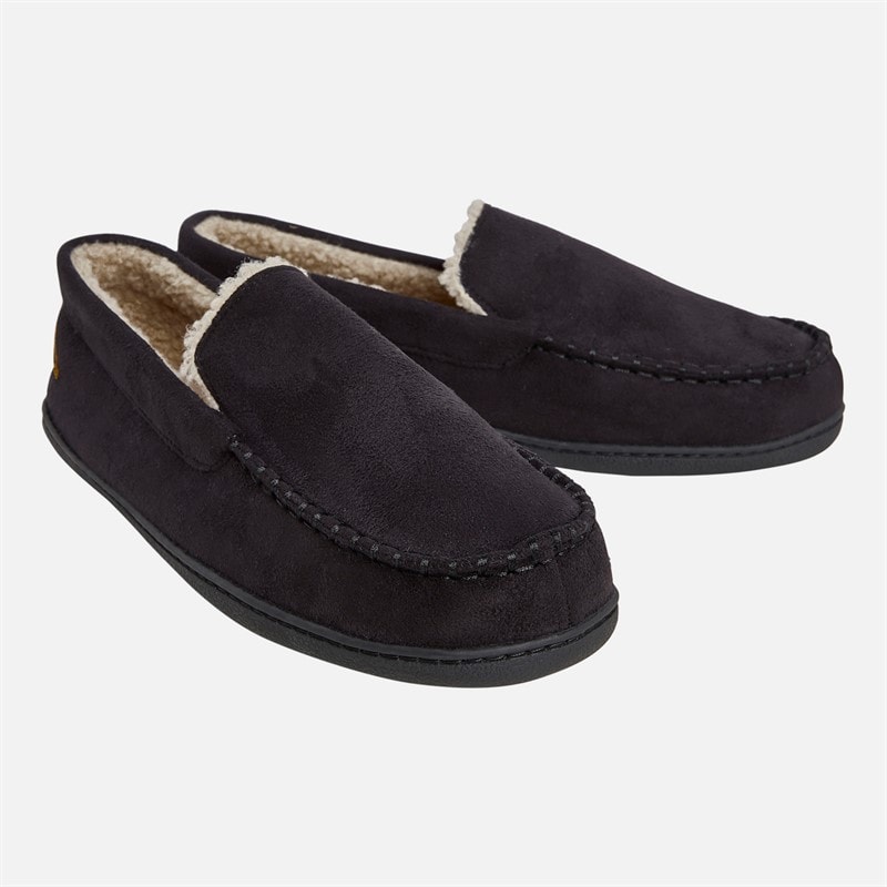 Brave Soul Mens Nevis Moccasin Slippers Black