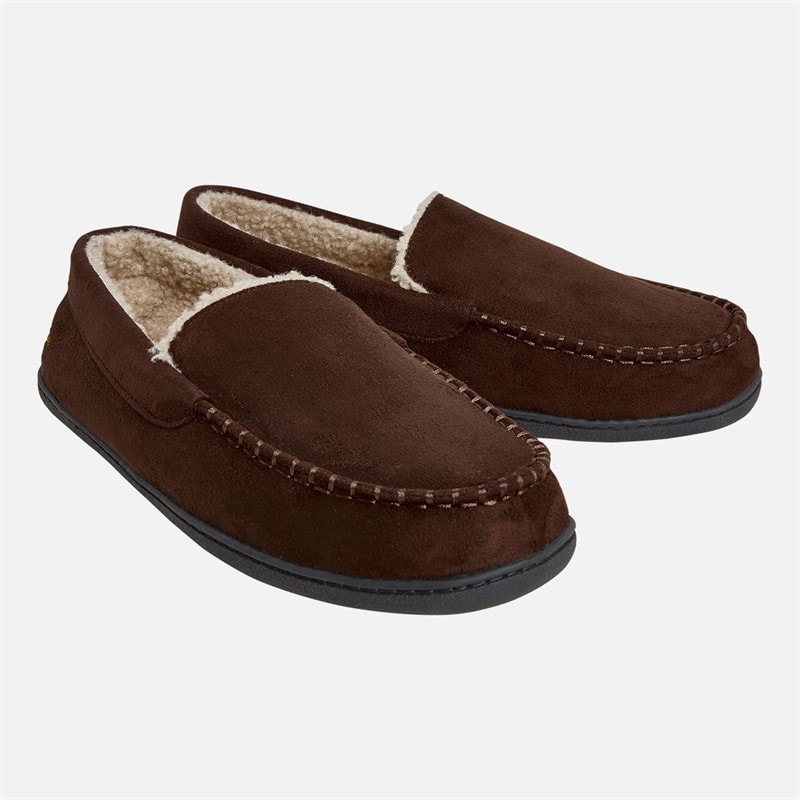 Brave Soul Mens Nevis Moccasin Slippers Brown