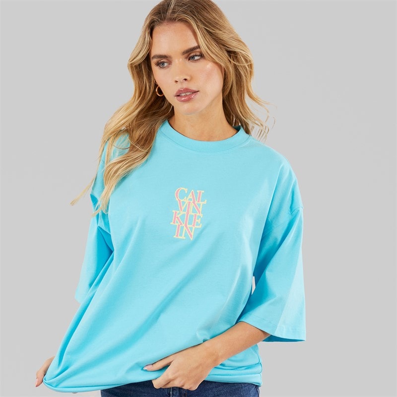 Calvin Klein Womens Oversized T-Shirt Atmosphere Blue