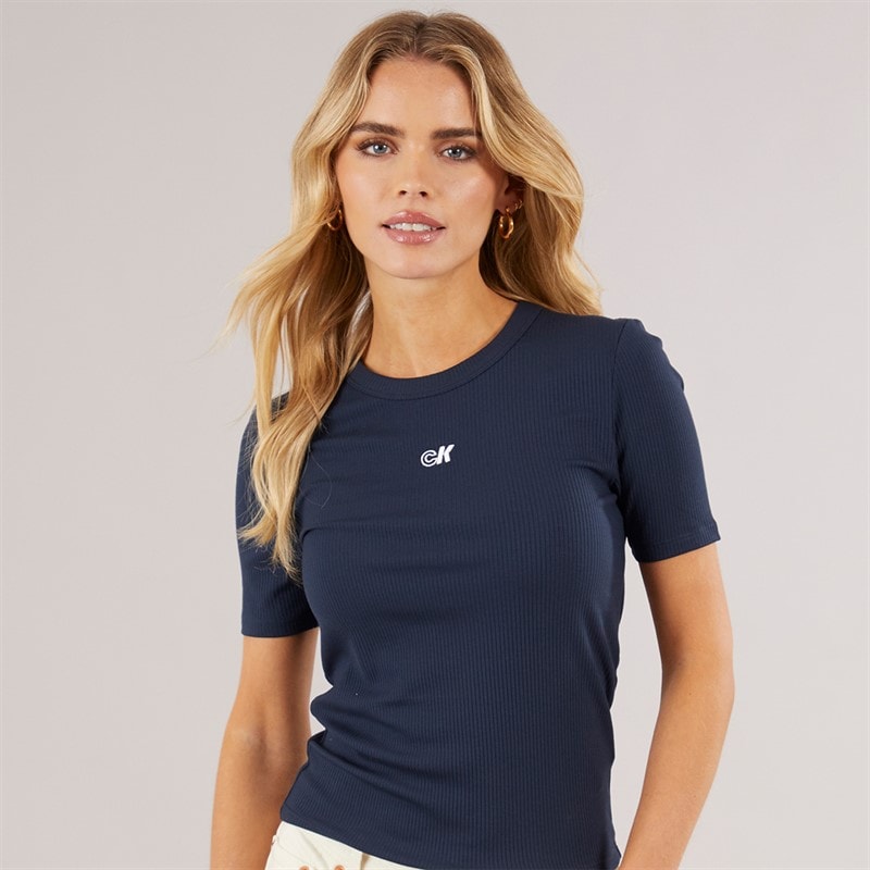 Calvin Klein Womens Modal Rib T-Shirt Dark Sapphire