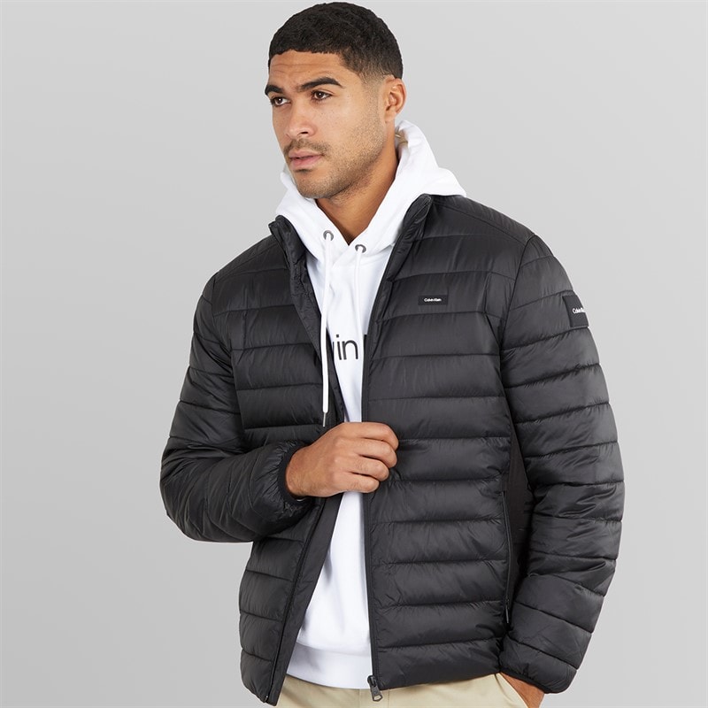 Calvin Klein Mens Side Logo Puffer Jacket CK Black