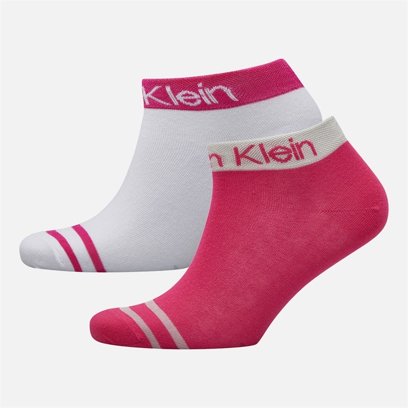 Calvin Klein Womens Two Pack Welt Quarter Socks Magenta