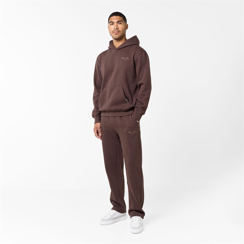 Closure London Mens Open Hem Tonal Signature Tracksuit Coffee