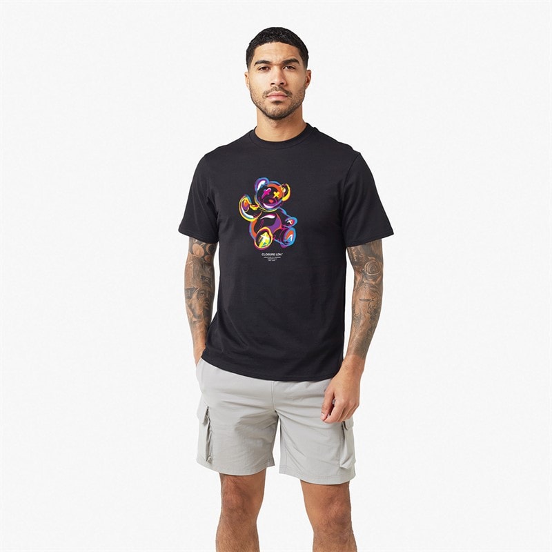 Closure London Mens Pop Art Teddy T-Shirt Black
