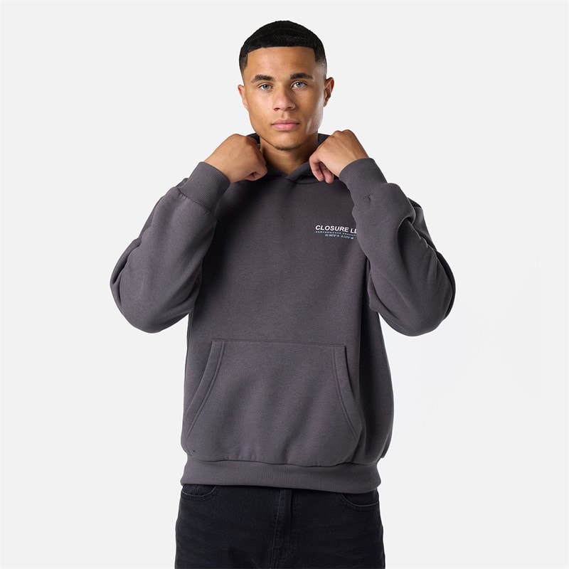 Closure London Mens Closure Gradient Mountains Hoodie Charcoal