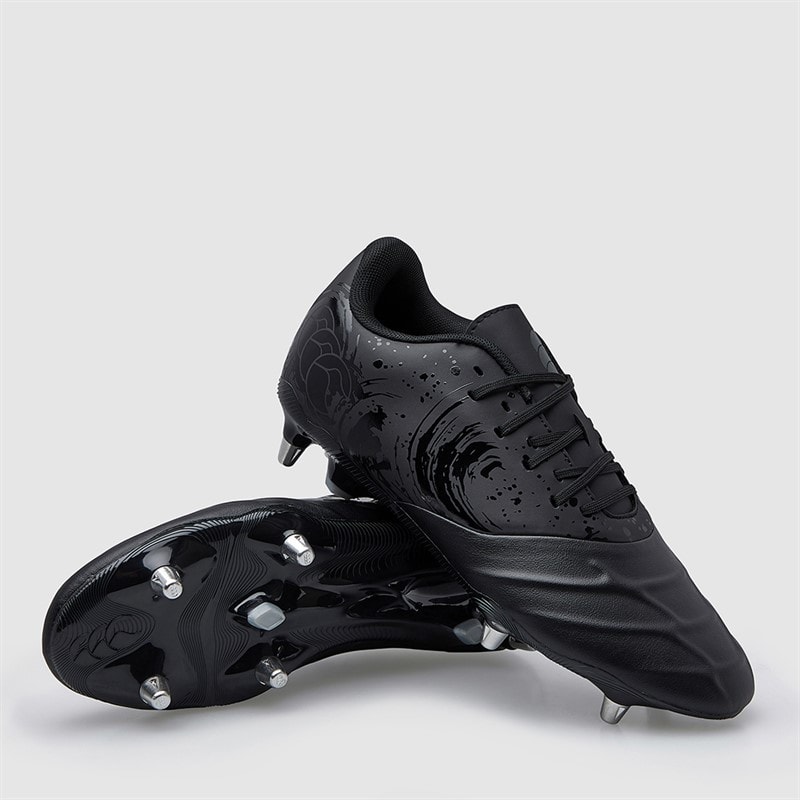 Canterbury Mens Phoenix Genesis Team SG Soft Ground Rugby Boots Black/Silver