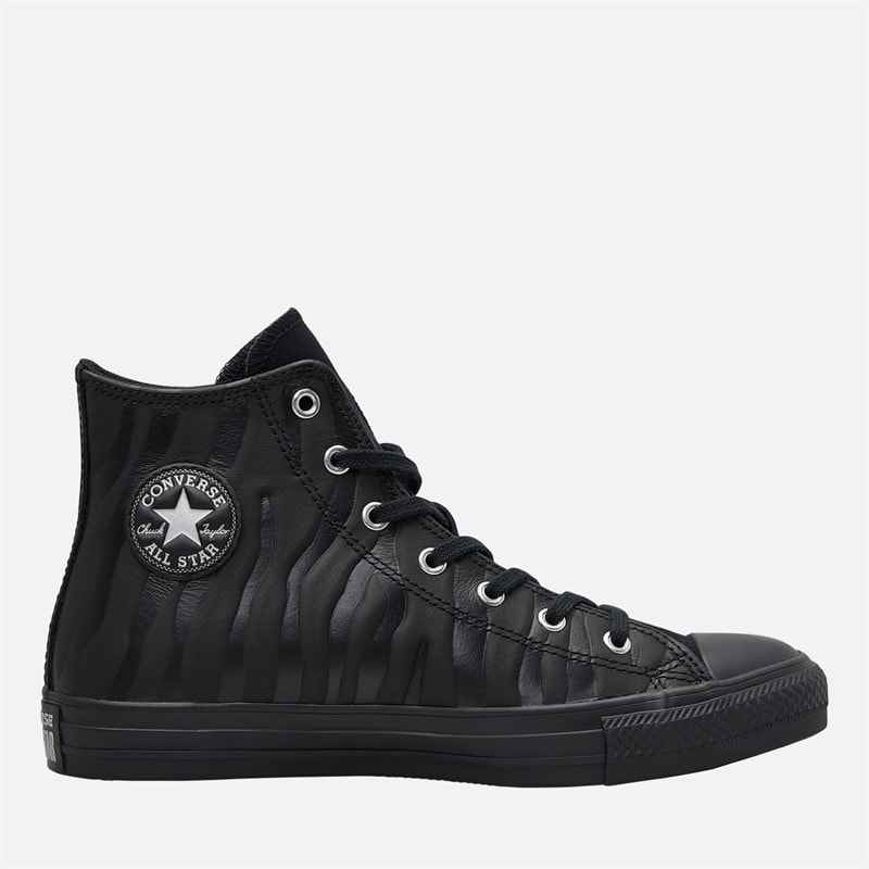 Converse Junior Chuck Taylor All Star Hi Dark Zebra Print Trainers Black/Black/Silver