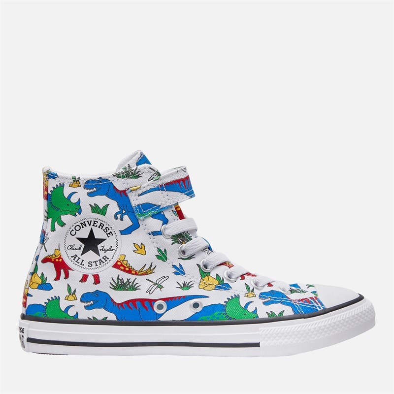 Converse Kids Chuck Taylor All Star Hi Dino Party Easy-On Trainers White/Totally Blue/Enamel Red
