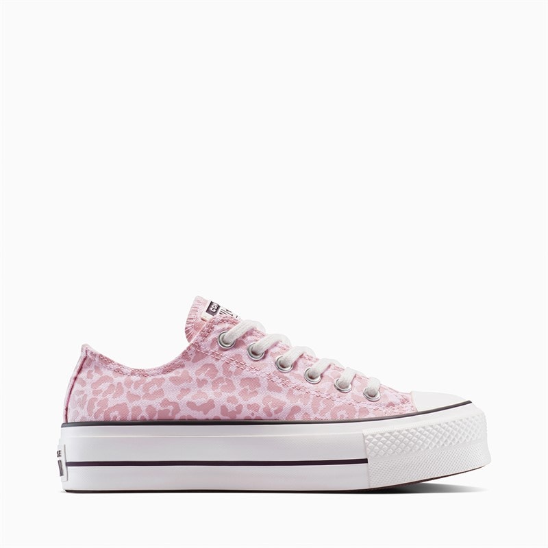 Converse Womens Chuck Taylor All Star Lift Platform Leopard Trainers Sugar Berry/Vintage White