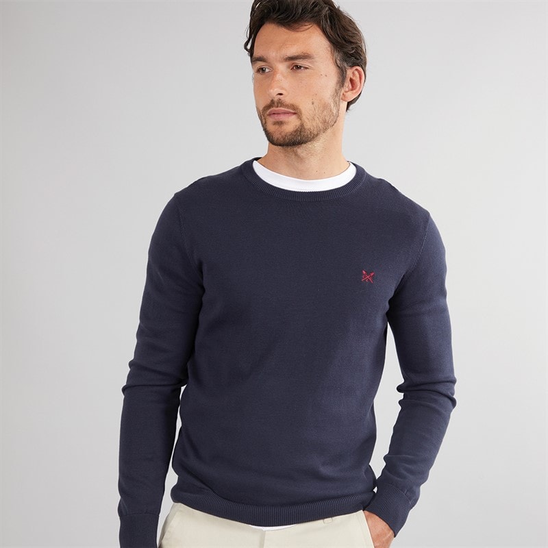 Crew Clothing Mens Crew Neck Jumper Heritage Dark Navy
